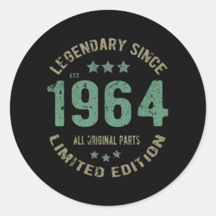 Original seit 1964 Vintage Legende Geburtstagsgesc Runder Aufkleber