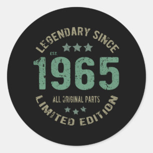 Original seit 1965 Vintage-Legende Geburtstagsgesc Runder Aufkleber