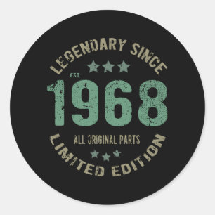 Original seit 1968 Vintage-Legende Geburtstagsgesc Runder Aufkleber