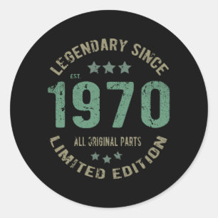 Original seit 1970 Vintage-Legende Geburtstagsgesc Runder Aufkleber