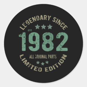 Original seit 1982 Vintage-Legende Geburtstagsgesc Runder Aufkleber