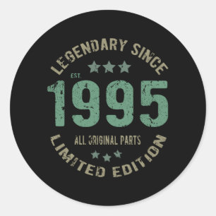 Original seit 1995 Vintage-Legende Geburtstagsgesc Runder Aufkleber