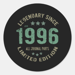 Original seit 1996 Vintage-Legende Geburtstagsgesc Runder Aufkleber