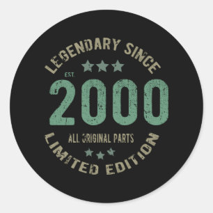 Original seit 2000 Vintage-Legende Geburtstagsgesc Runder Aufkleber