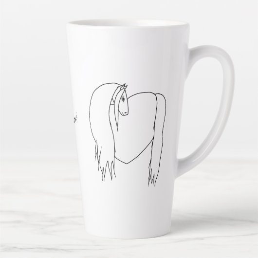Original signiertes Pferd Herz Latte Tasse (Rechts)