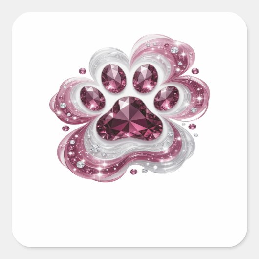 Original Silber PINK DIAMANT PFOTE Sticker Grafik (Vorderseite)