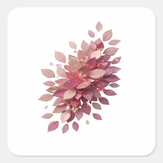 Original Silber PINK LEAVES Craft Aufkleber (Vorderseite)
