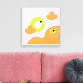 Original Simple Art Pink Bird Prints Leinwanddruck (Insitu (Wohnzimmer))