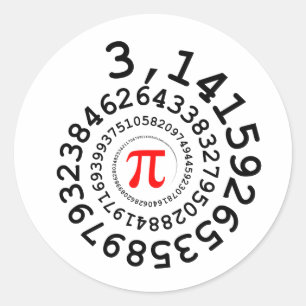 Original Spirale der Ziffern Pi Nummer 3,14... Runder Aufkleber