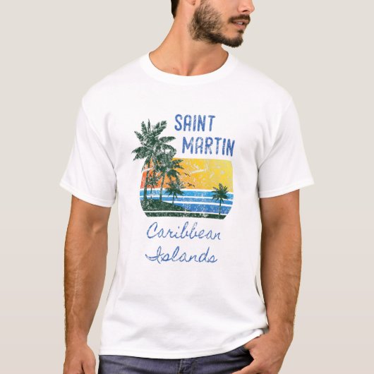 Original St. Martin Caribbean Islands Distressed P T-Shirt (Vorderseite)