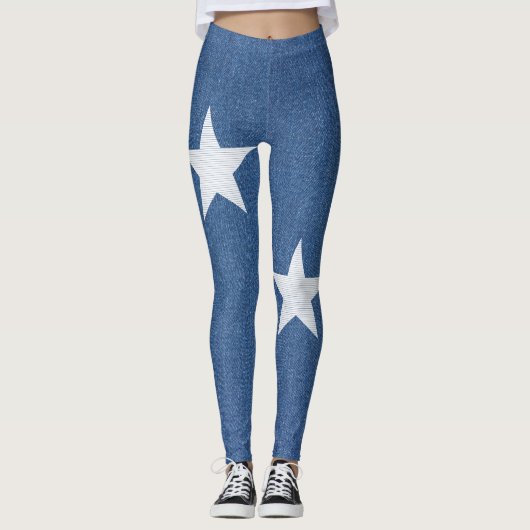 Original Textil Stoff Blau Mode Jean & Star Leggings (Vorderseite)