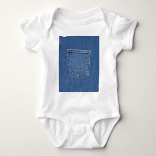 Original Textil Stoff Blue Mode Jeans Tasche Baby Strampler