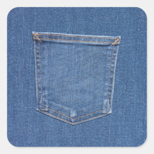 Original Textil Stoff Blue Mode Jeans Tasche Quadratischer Aufkleber