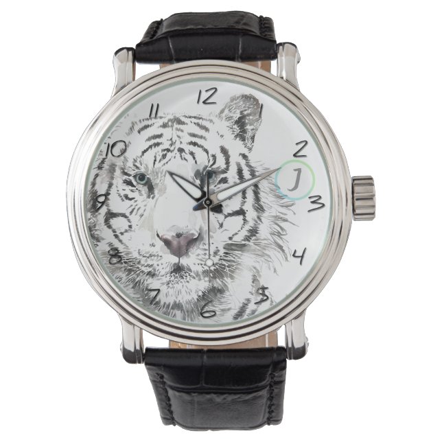 Original Tiger Watercolor Chinesisch Zodiac Geburt Armbanduhr (Vorderseite)