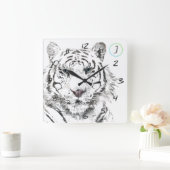 Original Tiger Watercolor Chinesisch Zodiac Geburt Quadratische Wanduhr (Zuhause)