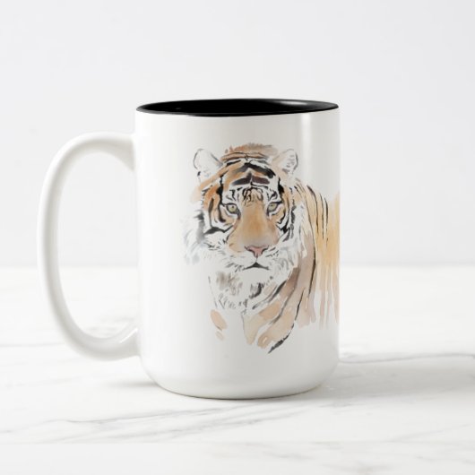 Original Tiger Watercolor Chinesisch Zodiac Monogr Zweifarbige Tasse (Links)