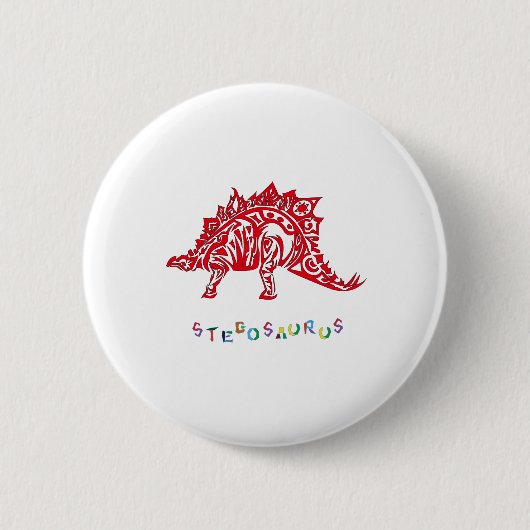 Original Tribal Style Design Stegosaurus mit Neme Button (Vorderseite)