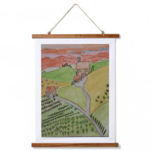 Original TUSCANIA-Aquarellmalerei auf Leinwand