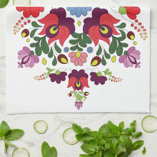 Original Ungarisches Matyo Kitchen Segen Zitat Geschirrtuch (Gefaltet)