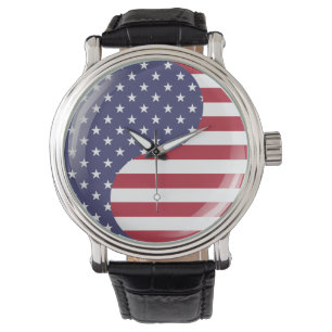 Original USA patriotische Ying Yang Symbol Armbanduhr