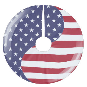 Original USA patriotische Ying Yang Symbol Polyester Weihnachtsbaumdecke