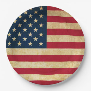 Original Vintage Patriotische Amerikanische Fahne Pappteller