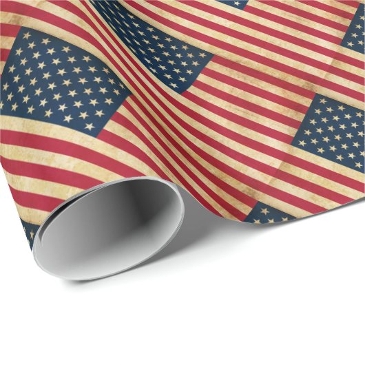 Original Vintage Patriotische Amerikanische Flagge Geschenkpapier (Rolleneckpunkt)
