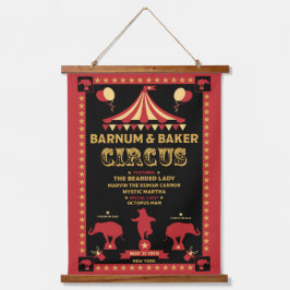 Original Vintages Inspiriert Circus T - Shirt Wandteppich Mit Holzrahmen