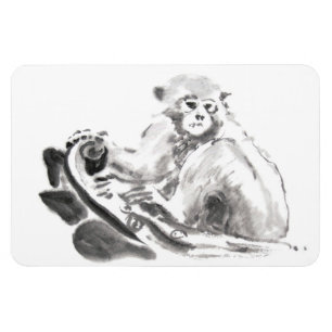 Original Wash Malerei Affen Jahr Zodiac Magnet