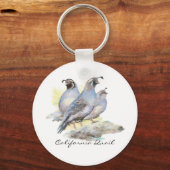Original Wasserfarbe California Quail. Bird Schlüsselanhänger (Vorderseite)