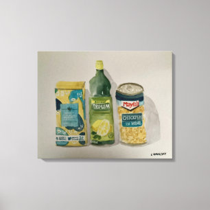 Original Wasserfarbe "Chamomile Tea & Lemon Juice" Leinwanddruck