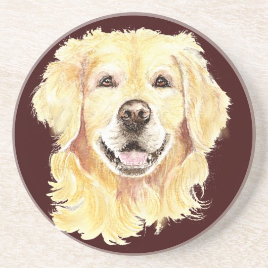 Original Wasserfarbe Goldener Retriever, Hundetier Getränkeuntersetzer (Vorne)