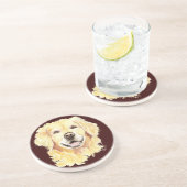 Original Wasserfarbe Goldener Retriever, Hundetier Getränkeuntersetzer (Seite)
