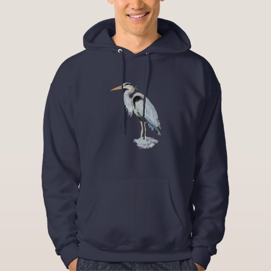 Original Wasserfarbe Großer Blaue Herde Bird Hoodie (Vorderseite)