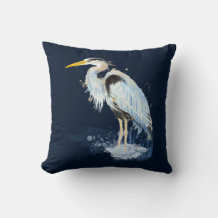 Original Wasserfarbe Großer Blaue Herde Bird Kissen