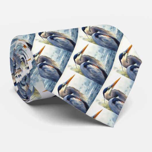 Original Wasserfarbe Großer Blaue Herde Bird Krawatte (Gerollt)