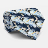 Original Wasserfarbe Großer Blaue Herde Bird Krawatte (Gerollt)