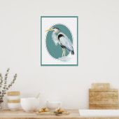Original Wasserfarbe Großer Blaue Herde Bird Poster (Küche)