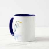 Original Wasserfarbe Großer Blaue Herde Bird Tasse (Vorderseite Links)