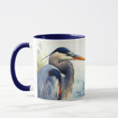 Original Wasserfarbe Großer Blaue Herde Bird Tasse (Links)