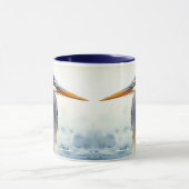 Original Wasserfarbe Großer Blaue Herde Bird Tasse (Zentrum)