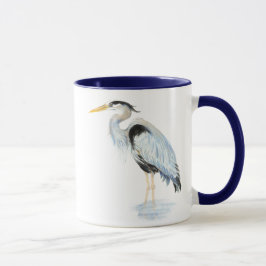 Original Wasserfarbe Großer Blaue Herde Bird Tasse
