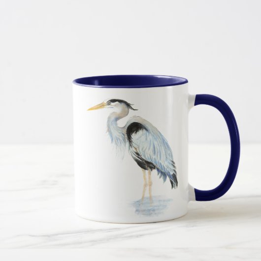 Original Wasserfarbe Großer Blaue Herde Bird Tasse (Rechts)