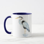 Original Wasserfarbe Großer Blaue Herde Bird Tasse (Links)