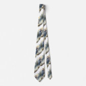 Original Wasserfarbe Grosses Blaues Meer Krawatte (Vorderseite)