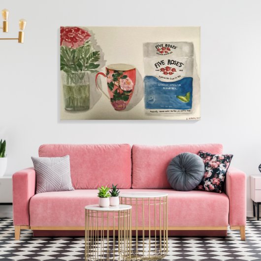 Original Wasserfarbe "Strong Tee & Rose" Leinwanddruck (Insitu (Wohnzimmer))