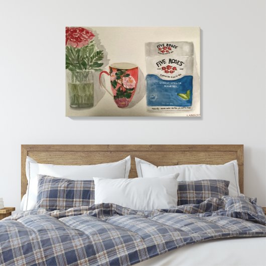 Original Wasserfarbe "Strong Tee & Rose" Leinwanddruck (Insitu (Schlafzimmer))