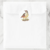Original Wasserfarbe Weiblich California Quail- Bi Runder Aufkleber (Tasche)