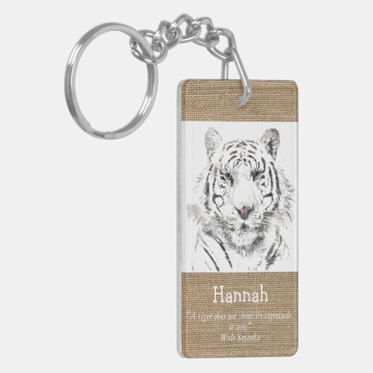 Original Wasserfarben Tiger Jahr Zodiac Burlap Nam Schlüsselanhänger (Vorderseite links)