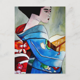 Original-Wasserfarbenkunstmalerei einer japanische Postkarte